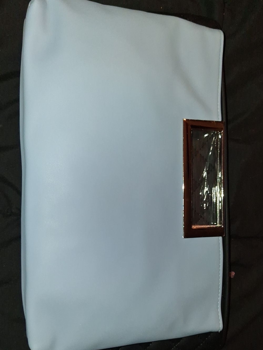 Classic Light Blue Clutch with Metallic Accent